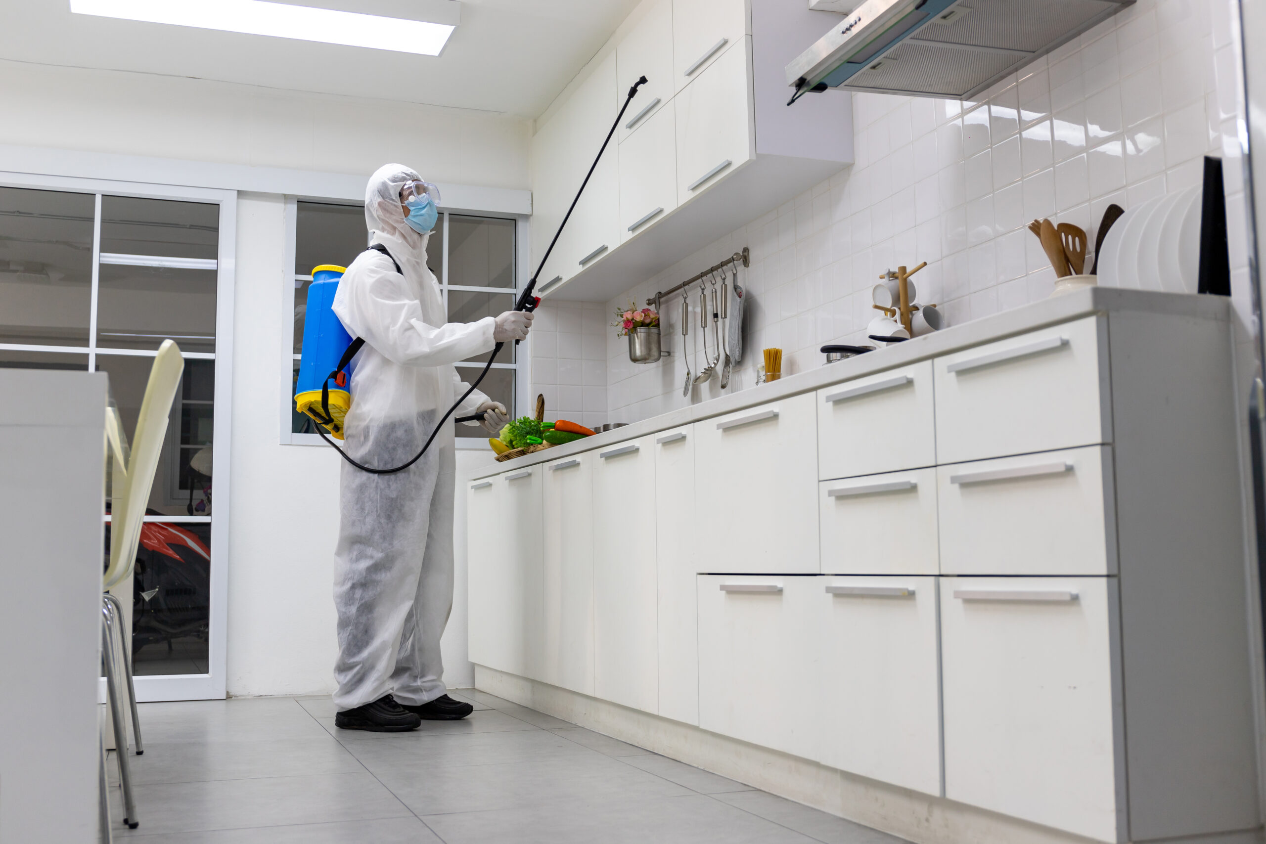 Man Wearing Protective Equipment Cleaning